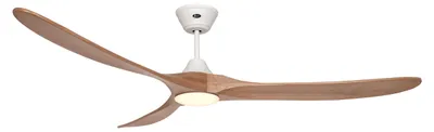 Zdjęcie produktu dla Energooszczędny wentylator sufitowy z oświetleniem LED i pilotem Eco Genuino-L biały matowy / średni dąb 180 cm