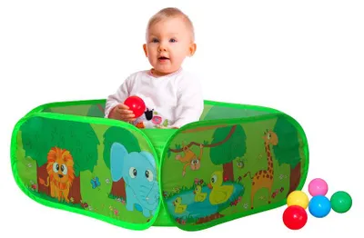 Immagine prodotto di Box Recinto per Bambini 75x75x30 cm Pop-Up Con 50 Palline Verde