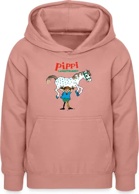 Produktbild von Spreadshirt Pippi Langstrumpf Pippi Hebt Kleiner Onkel Teenager Hoodie, XL (12/13 Jahre), Altrosa