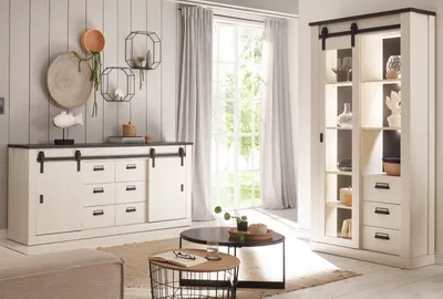 Produktbild von Wohn- und Esszimmer Set "Stove" in weiß Pinie Wohnkombination 2-teilig