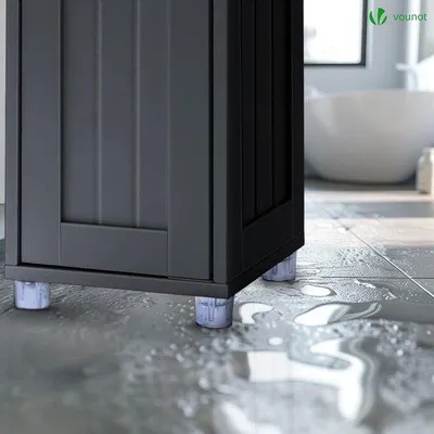 Image de Meuble de salle de bain haut de gamme avec 2 portes et 1 tiroir - 20 x 20 x 180 cm - noir