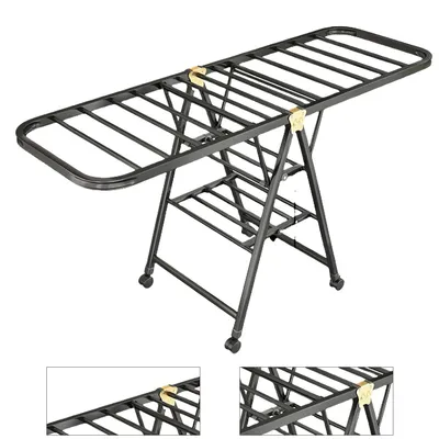 Produktbild von Faltbarer Wäscheständer für Boden, Haushaltsgebrauch, Schlafzimmer, Balkon, Wäschetrockner für Babykleidung, Decken und mehr – High-End Schwarz–1.5m