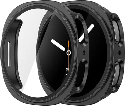 Immagine prodotto di Custodia per Samsung Galaxy Watch 8 44 mm con vetro protettivo e pellicola protettiva per display, nera