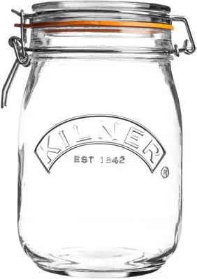 Image de Boîte ronde en verre avec fermeture à clip - 1 litre - Idéale pour conserver