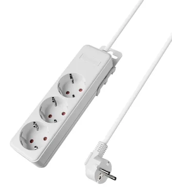 Produktbild von Braytron Mehrfachsteckdose 3-fach mit 3 m Kabel, ohne Schalter, 3680W, Kindersicherung, Steckdosenleiste mit Clip-System