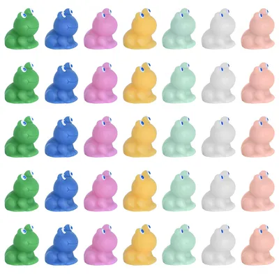35 Mini-Harzfrösche, 7 Farben, Froschfiguren für Dekoration