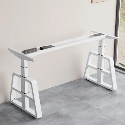 Produktbild von Hilodesk Stehpultgestell mit zwei Motoren und Höhenverstellung, verstellbare Schreibtischbeine mit USB-Ladeanschlüssen, exquisite trapezförmige Beine
