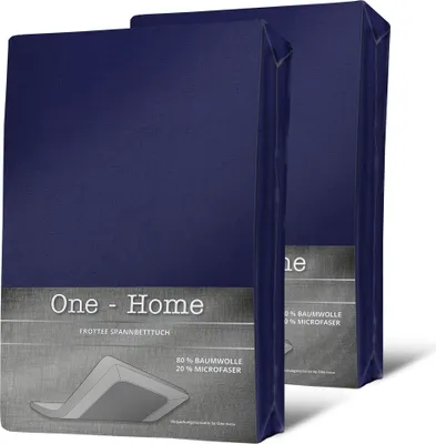 Produktbild von 2er Pack Spannbettlaken FROTTEE 140x200 cm - 160x200 cm navy blau Spannbetttuch