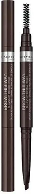 Produktbild von Rimmel Brow This Way 2-in-1 Filler & Fixer, Braun, Dark Brown, 0,4 g, 12 h, Cyclopentasiloxane, Trimethylsiloxysilicate, Polyethylene, Dimethicone, Paraffin, Phenyl..., 1 Stück(e)