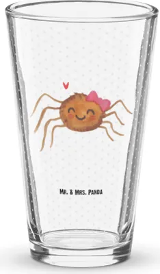 Produktbild von Mr. & Mrs. Panda Trinkglas Spinne Agathe Freude - Transparent - Geschenk, Pintglas, Beliebte, Trend, Cocktailglas, Viral, Longdrinkglas, Glas, Bierglas, Viraler Hit