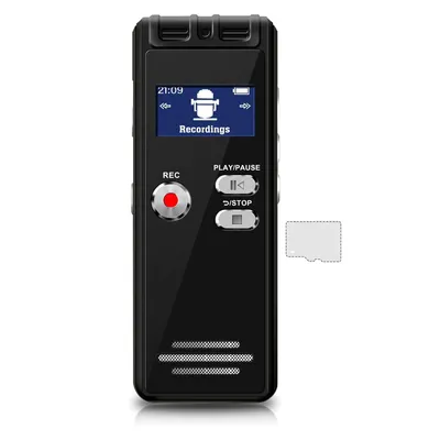 Produktbild von 64GB Aufnahmegerä, Diktiergerät, Rauschunterdrueckung,MP3-Musik-Player,1536 KBPS, One-Touch Audio Aufnahmegerät,für Vorlesungen, Besprechungen, Klasseninte
