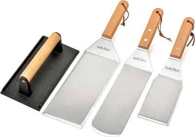 Produktbild von Famanu BBQ Grill Zubehör Set - Edelstahl Spatel und Grillpresse