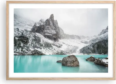 Produktbild von Gerahmtes Poster - Rahmen in heller Eiche - Berge See Schnee - 70x50 cm - Wand Bild - Wanddeko - Wandbilder - Kunstposter - Wandposter - Bilderrahmen - Bilder - Kunstdruck - P2NAA70x50-4377