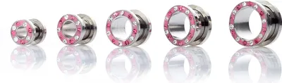 Immagine prodotto di Orecchio in acciaio carne Piercing a vite Motivo rosa con pietre colorate T1902.10mm