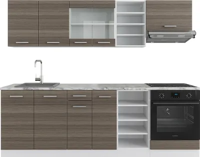 Produktbild von Küchenzeile Vicco R-Line Edelgrau/Weiß 240 cm , AP Marmor, Model 37666