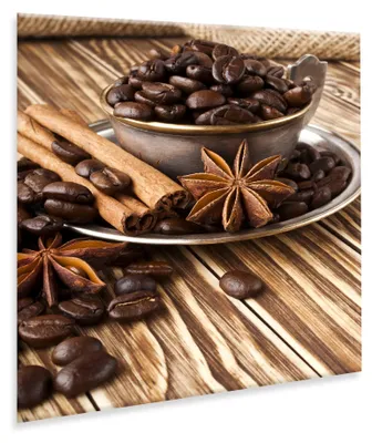 Produktbild von Glasbild Kaffee 30x30 cm GLASSPIK Wandbild Kaffeebohnen Küche Café Modern Glas Wanddekoration Espresso Kaffee Motiv Küche Deko Geschenk