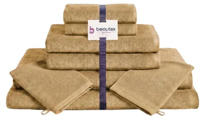 Produktbild von BEAUTEX Handtuch-Set Premium Frottier Sets, 100% Baumwolle 550g/m²,Gold,Set: 4 Waschlappen - 16x25 cm