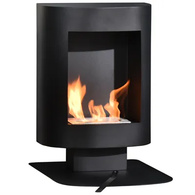 Image de HOMCOM Cheminée bioéthanol sur Pied, brûleur 1,5 L, environ 3 h de durée de combustion, contrôle de Flamme et crochet Inclus, Dim. 46,5L x 53l x 65H cm, Acier Noir
