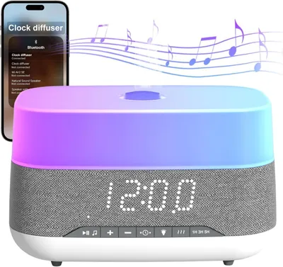Produktbild von Ätherischer Öl Diffusor 300ml Bluetooth – Luftbefeuchter Kühlnebel mit Wecker | 7-Farb Nachtlicht für Schlafzimmer Büro