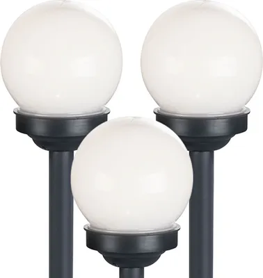Produktbild von 3er Set LED Solarkugel weiß, Erdspieß, DxH 10x38 cm