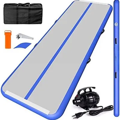 Produktbild von Famanu Airtrack 3 Meter - Aufblasbare Gymnastikmatte - 300x100x10cm - Blau