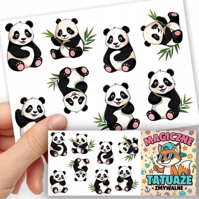 Image de TATOUAGES EPHEMERES POUR ENFANTS - Animaux PANDA - 8 pcs