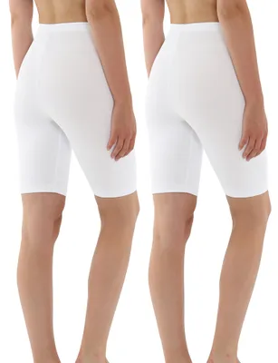 Produktbild von Damen Legging Radler aus Baumwolle mit hoher Taille, Weiß - S, 2er