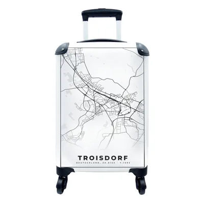Produktbild von MuchoWow® Koffer Handgepäck Trolley Rollkoffer Kleine Reisekoffer mit 4 Rollen - Karte - Troisdorf - Stadtplan - Cabin Size < 55x40x23 cm & 55x40x20 cm - Fotokoffer - Kabinenkoffer - Boardgepäck - Reise-Box - Reisekoffer - Reisegepäck - Koffer mit Bild - Trolley für Kinder