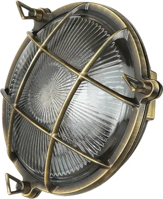 Produktbild von Außenwandlampe IP64 E27 Glas Messing massiv Ø 21 cm Maritim Wandleuchte außen Hof