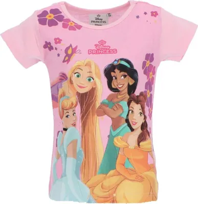 Produktbild von Disney Princess T-Shirt für Kinder mit Print aus Baumwolle kurzarm Größe 2 Jahre Rosa
