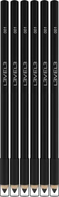 Zdjęcie produktu dla LEVEL3 Liner Pencils Black 6 szt – kredki barberskie do konturów i hair tattoo, czarne, precyzyjne, anti-smudge