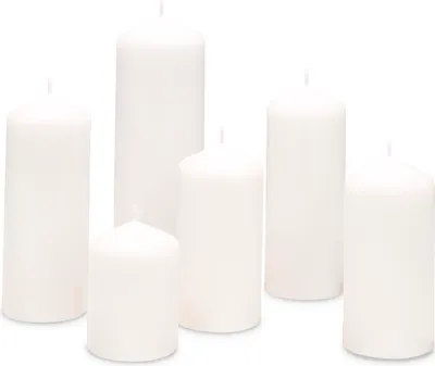 Produktbild von Bolsius 6er Set Glatte Stumpkerzen, weiß