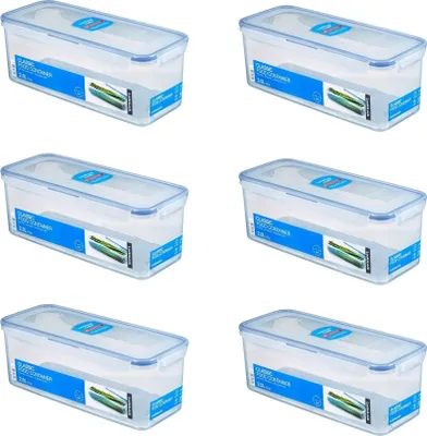 Produktbild von LocknLock Dosen 6er SET HPL844 Vorratsdosen mit Ablaufgitter 2 Liter - Maße (LxBxH): 278 x 115 x 103 mm - Geeignete Dosen zum Einfrieren und Mikrowelle Lock and Lock Dosen Food Box Meal-Prep-Boxen