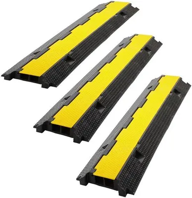 Produktbild von Kabelbrug 2-Kanal - 3 Stücke - 100 x 25 x 5 cm - schwarz/gelb - koppelbar - Kabelschutz für Boden und Auffahrt