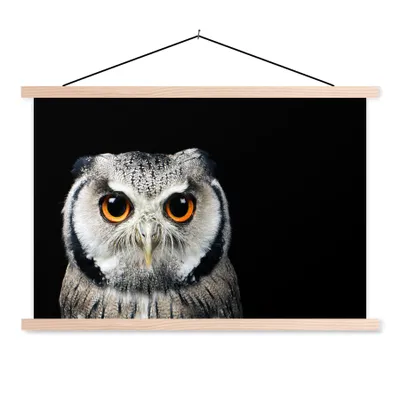 Produktbild von MuchoWow® Textilposter Nahaufnahme Eule 60x40 cm mit holzfarbenen Rahmen - Bilder