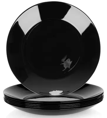 Image de Assiettes plates en verre - 25,5 cm - Lot de 6 - Noir