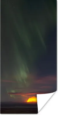 Produktbild von MuchoWow® Poster Nordlichter - Sternenhimmel - Vulkan 60x120 cm - Wandschmuck