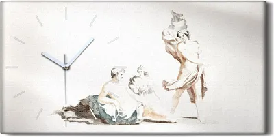 Produktbild von Küchenuhr Bürouhr Leinwand Uhr Geräuschlos 60x30 Zeichnung Antike Engel Kunst - weiße Hände