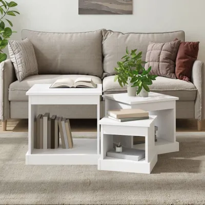 Immagine prodotto di Maison Exclusive - Tavolini da salotto 3 pezzi. Bianco, materiale ligneo