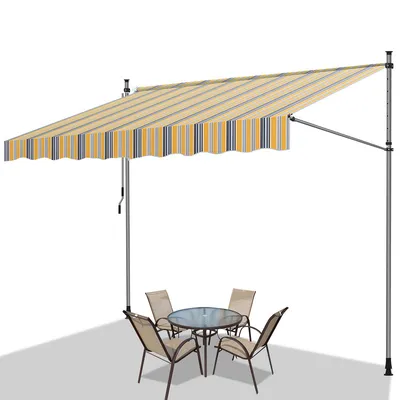 Immagine prodotto di Tenda da sole Jopassy senza forature Tenda da sole con morsetti Tenda da sole per terrazza Balcone 350 cm Giallo Blu