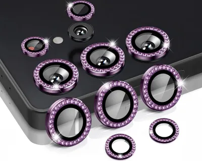 Produktbild von Kamera Linsenschutz Glas Set mit Schmucksteinen für Samsung Galaxy S25 Ultra Schutzglas Camera Linse Panzerfolie 9H Dunkles Violett