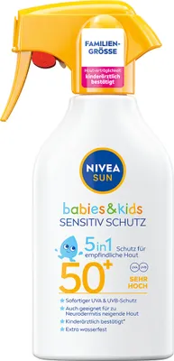Produktbild von NIVEA SUN Babies & Kids Sensitiv Schutz Sonnenspray Sonnenschutz LSF50+ 270ml