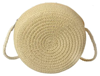 Produktbild von Clayre & Eef Handtasche Ø 14x8 cm Beige Papierstroh