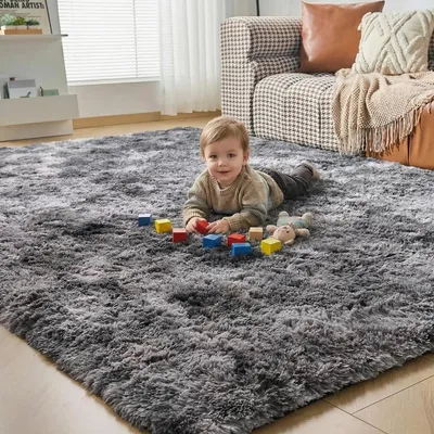 Produktbild von Shaggy Teppich 90 x 150 cm, Langflorteppich, dunkelgrau schwarz, für Wohnzimmer
