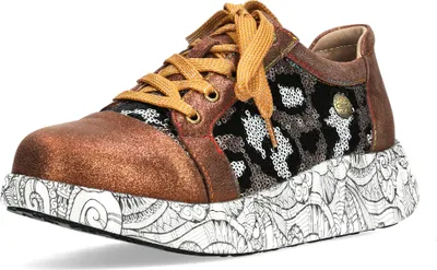 Produktbild von Laura Vita Damen Sneaker mit Pailletten Glitzer und Ornament Muster Nikito 69, Größe:37 EU, Farbe:Braun
