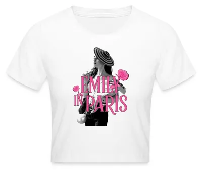 Produktbild von Spreadshirt Emily In Paris Emily Logo Mit Rosen Crop Top, XL, Weiß
