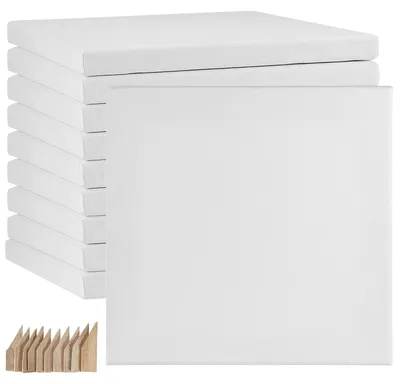 Immagine prodotto di Omgoods - Tele in tela, 20 x 20 cm - Confezione da 10 pezzi - Bianco - Teso - Cotone/Legno - Adatto per colori acrilici/olio - Tele per pittura