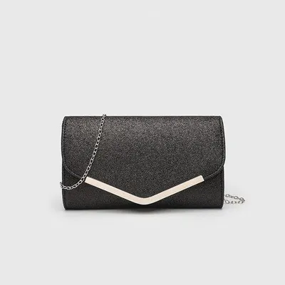 Produktbild von Elegante Clutch-Tas in Schwarz, Leder, ideal für Cocktail-Feiern und romantische Abende