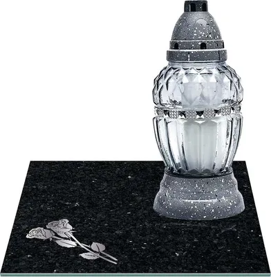 Zdjęcie produktu dla SZKLANA PODSTAWKA POD ZNICZE Z DEDYKACJĄ 35x35cm róża marmur 568g