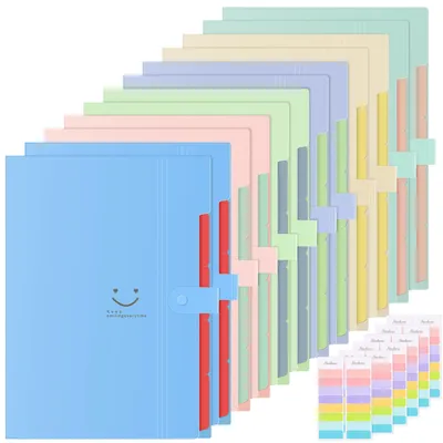 Produktbild von Erweiterbarer A4-Ordner mit 12 Fächern, 5-Fächer-Ordner, A4-Dokumentenmappe mit Etiketten, Organizer, Briefmappe, Dokumentenorganizer, erweiterbarer Ordner für Zuhause, Büro und Schule
